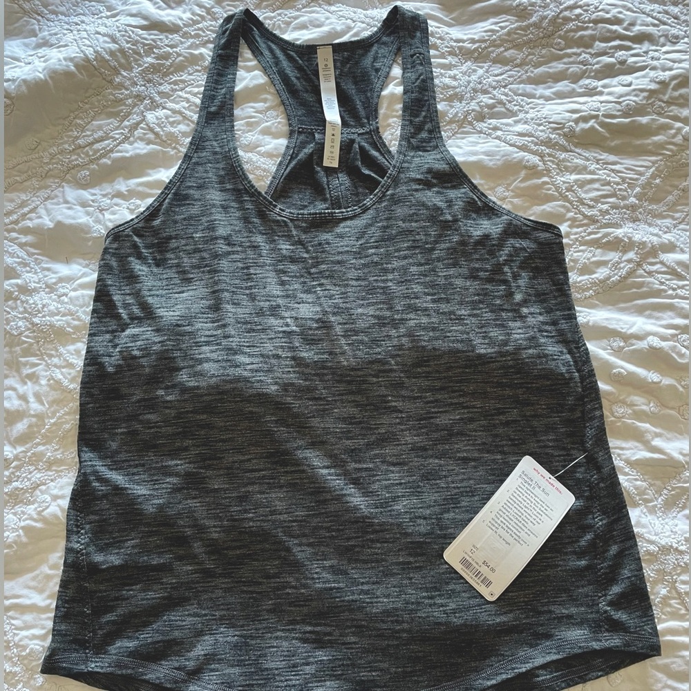 Lululemon Salute The Sun Black/White/Gray Tank Top Size 12 NWT